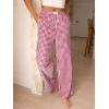 imageANRABESS Womens Striped Gingham Pants 2025 Pajama Lounge Boxer Pants Cute PJ Bottoms Casual Wide Leg Trousers with PocketsRed White Plaid