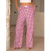 imageANRABESS Womens Striped Gingham Pants 2025 Pajama Lounge Boxer Pants Cute PJ Bottoms Casual Wide Leg Trousers with PocketsRed White Plaid