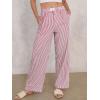 imageANRABESS Womens Striped Gingham Pants 2025 Pajama Lounge Boxer Pants Cute PJ Bottoms Casual Wide Leg Trousers with PocketsRed White Stripe