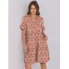imageANRABESS Womens Summer 2025 Trendy Ruffle Short Sleeve V Neck A Line Tiered Flowy Loose Casual Mini Beach Dress with PocketsApricot Red Floral