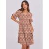 imageANRABESS Womens Summer 2025 Trendy Ruffle Short Sleeve V Neck A Line Tiered Flowy Loose Casual Mini Beach Dress with PocketsApricot Red Floral