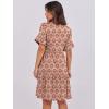 imageANRABESS Womens Summer 2025 Trendy Ruffle Short Sleeve V Neck A Line Tiered Flowy Loose Casual Mini Beach Dress with PocketsApricot Red Floral
