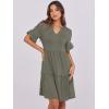 imageANRABESS Womens Summer 2025 Trendy Ruffle Short Sleeve V Neck A Line Tiered Flowy Loose Casual Mini Beach Dress with PocketsArmy Green
