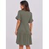 imageANRABESS Womens Summer 2025 Trendy Ruffle Short Sleeve V Neck A Line Tiered Flowy Loose Casual Mini Beach Dress with PocketsArmy Green