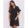 imageANRABESS Womens Summer 2025 Trendy Ruffle Short Sleeve V Neck A Line Tiered Flowy Loose Casual Mini Beach Dress with PocketsBlack