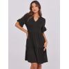 imageANRABESS Womens Summer 2025 Trendy Ruffle Short Sleeve V Neck A Line Tiered Flowy Loose Casual Mini Beach Dress with PocketsBlack