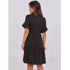 imageANRABESS Womens Summer 2025 Trendy Ruffle Short Sleeve V Neck A Line Tiered Flowy Loose Casual Mini Beach Dress with PocketsBlack