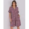 imageANRABESS Womens Summer 2025 Trendy Ruffle Short Sleeve V Neck A Line Tiered Flowy Loose Casual Mini Beach Dress with PocketsBlack Pink Floral