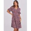imageANRABESS Womens Summer 2025 Trendy Ruffle Short Sleeve V Neck A Line Tiered Flowy Loose Casual Mini Beach Dress with PocketsBlack Pink Floral