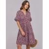 imageANRABESS Womens Summer 2025 Trendy Ruffle Short Sleeve V Neck A Line Tiered Flowy Loose Casual Mini Beach Dress with PocketsBlack Pink Floral