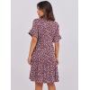 imageANRABESS Womens Summer 2025 Trendy Ruffle Short Sleeve V Neck A Line Tiered Flowy Loose Casual Mini Beach Dress with PocketsBlack Pink Floral