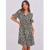 imageANRABESS Womens Summer 2025 Trendy Ruffle Short Sleeve V Neck A Line Tiered Flowy Loose Casual Mini Beach Dress with PocketsBlack White Floral
