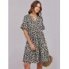 imageANRABESS Womens Summer 2025 Trendy Ruffle Short Sleeve V Neck A Line Tiered Flowy Loose Casual Mini Beach Dress with PocketsBlack White Floral