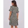 imageANRABESS Womens Summer 2025 Trendy Ruffle Short Sleeve V Neck A Line Tiered Flowy Loose Casual Mini Beach Dress with PocketsBlack White Floral