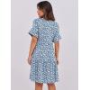 imageANRABESS Womens Summer 2025 Trendy Ruffle Short Sleeve V Neck A Line Tiered Flowy Loose Casual Mini Beach Dress with PocketsBlue White Floral