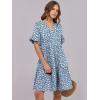imageANRABESS Womens Summer 2025 Trendy Ruffle Short Sleeve V Neck A Line Tiered Flowy Loose Casual Mini Beach Dress with PocketsBlue White Floral