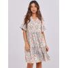 imageANRABESS Womens Summer 2025 Trendy Ruffle Short Sleeve V Neck A Line Tiered Flowy Loose Casual Mini Beach Dress with PocketsCoral Floral