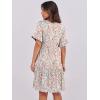 imageANRABESS Womens Summer 2025 Trendy Ruffle Short Sleeve V Neck A Line Tiered Flowy Loose Casual Mini Beach Dress with PocketsCoral Floral