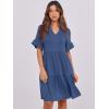 imageANRABESS Womens Summer 2025 Trendy Ruffle Short Sleeve V Neck A Line Tiered Flowy Loose Casual Mini Beach Dress with PocketsDeep Blue