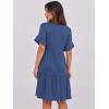 imageANRABESS Womens Summer 2025 Trendy Ruffle Short Sleeve V Neck A Line Tiered Flowy Loose Casual Mini Beach Dress with PocketsDeep Blue