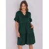 imageANRABESS Womens Summer 2025 Trendy Ruffle Short Sleeve V Neck A Line Tiered Flowy Loose Casual Mini Beach Dress with PocketsForest Green