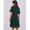 imageANRABESS Womens Summer 2025 Trendy Ruffle Short Sleeve V Neck A Line Tiered Flowy Loose Casual Mini Beach Dress with PocketsForest Green
