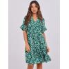 imageANRABESS Womens Summer 2025 Trendy Ruffle Short Sleeve V Neck A Line Tiered Flowy Loose Casual Mini Beach Dress with PocketsGreen Blue Floral