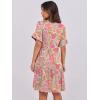 imageANRABESS Womens Summer 2025 Trendy Ruffle Short Sleeve V Neck A Line Tiered Flowy Loose Casual Mini Beach Dress with PocketsGrey Pink Floral