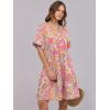 imageANRABESS Womens Summer 2025 Trendy Ruffle Short Sleeve V Neck A Line Tiered Flowy Loose Casual Mini Beach Dress with PocketsGrey Pink Floral