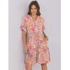 imageANRABESS Womens Summer 2025 Trendy Ruffle Short Sleeve V Neck A Line Tiered Flowy Loose Casual Mini Beach Dress with PocketsGrey Pink Floral