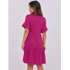 imageANRABESS Womens Summer 2025 Trendy Ruffle Short Sleeve V Neck A Line Tiered Flowy Loose Casual Mini Beach Dress with PocketsHot Pink