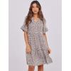 imageANRABESS Womens Summer 2025 Trendy Ruffle Short Sleeve V Neck A Line Tiered Flowy Loose Casual Mini Beach Dress with PocketsKhaki Polka Dot