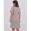imageANRABESS Womens Summer 2025 Trendy Ruffle Short Sleeve V Neck A Line Tiered Flowy Loose Casual Mini Beach Dress with PocketsKhaki Polka Dot