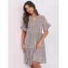 imageANRABESS Womens Summer 2025 Trendy Ruffle Short Sleeve V Neck A Line Tiered Flowy Loose Casual Mini Beach Dress with PocketsKhaki Polka Dot