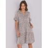 imageANRABESS Womens Summer 2025 Trendy Ruffle Short Sleeve V Neck A Line Tiered Flowy Loose Casual Mini Beach Dress with PocketsKhaki Polka Dot