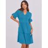 imageANRABESS Womens Summer 2025 Trendy Ruffle Short Sleeve V Neck A Line Tiered Flowy Loose Casual Mini Beach Dress with PocketsLake Blue