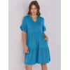 imageANRABESS Womens Summer 2025 Trendy Ruffle Short Sleeve V Neck A Line Tiered Flowy Loose Casual Mini Beach Dress with PocketsLake Blue