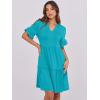 imageANRABESS Womens Summer 2025 Trendy Ruffle Short Sleeve V Neck A Line Tiered Flowy Loose Casual Mini Beach Dress with PocketsLake Green