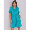 imageANRABESS Womens Summer 2025 Trendy Ruffle Short Sleeve V Neck A Line Tiered Flowy Loose Casual Mini Beach Dress with PocketsLake Green