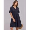 imageANRABESS Womens Summer 2025 Trendy Ruffle Short Sleeve V Neck A Line Tiered Flowy Loose Casual Mini Beach Dress with PocketsNavy Blue