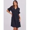 imageANRABESS Womens Summer 2025 Trendy Ruffle Short Sleeve V Neck A Line Tiered Flowy Loose Casual Mini Beach Dress with PocketsNavy Blue