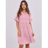 imageANRABESS Womens Summer 2025 Trendy Ruffle Short Sleeve V Neck A Line Tiered Flowy Loose Casual Mini Beach Dress with PocketsPink Floral