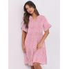 imageANRABESS Womens Summer 2025 Trendy Ruffle Short Sleeve V Neck A Line Tiered Flowy Loose Casual Mini Beach Dress with PocketsPink Floral