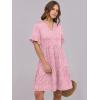 imageANRABESS Womens Summer 2025 Trendy Ruffle Short Sleeve V Neck A Line Tiered Flowy Loose Casual Mini Beach Dress with PocketsPink Floral