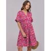 imageANRABESS Womens Summer 2025 Trendy Ruffle Short Sleeve V Neck A Line Tiered Flowy Loose Casual Mini Beach Dress with PocketsRed Floral