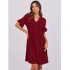 imageANRABESS Womens Summer 2025 Trendy Ruffle Short Sleeve V Neck A Line Tiered Flowy Loose Casual Mini Beach Dress with PocketsWine Red