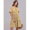 imageANRABESS Womens Summer 2025 Trendy Ruffle Short Sleeve V Neck A Line Tiered Flowy Loose Casual Mini Beach Dress with PocketsYellow Red White Floral