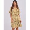 imageANRABESS Womens Summer 2025 Trendy Ruffle Short Sleeve V Neck A Line Tiered Flowy Loose Casual Mini Beach Dress with PocketsYellow Red White Floral