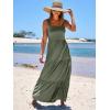 imageANRABESS Womens Summer Casual Long Maxi Beach Vacation Dresses Sleeveless Square Neck Flowy Tiered Sun Dress with PocketsOlive