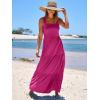 imageANRABESS Womens Summer Casual Long Maxi Beach Vacation Dresses Sleeveless Square Neck Flowy Tiered Sun Dress with PocketsRose Pink